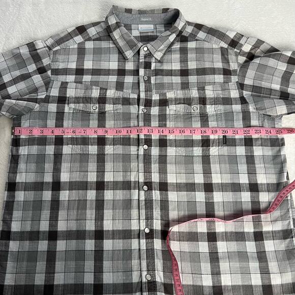 Columbia Men's Pearl Snap Gray Plaid Button Down Shirt Size XL - Picture 5 of 9